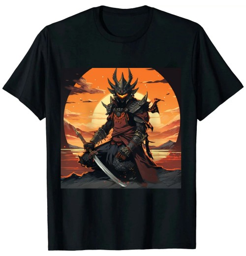 Ulloord Japanese Art Samurai Vintage Fighter Retro Meditation T-Shirt