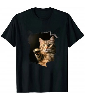 Ulloord Cute Cat Torn Cloth Funny For Cat Lover, Cat Mom, Cat Dad T-Shirt