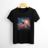 Shangniulu Classic round neck women's T-shirt, printed with the American flag, summer personalized fashion T-shirt, soft fabric, good elasticity, lightweight and breathable